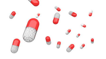 Drugs and Pills on blue background, Medical pill, Tablet symbol for use in presentations, education...