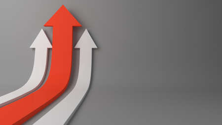 Red arrow with white arrows UPfor use in presentations, education manuals, design, etc. 3D...