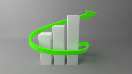 finance graphs with growing arrow for use in presentations, education manuals, design, etc. 3D illustrationの写真素材