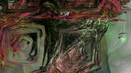 Fantasy chaotic colorful fractal pattern. Abstract fractal shapes. 3D rendering illustration background or wallpaper.の写真素材