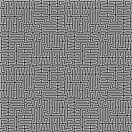 Black and white maze patternのイラスト素材