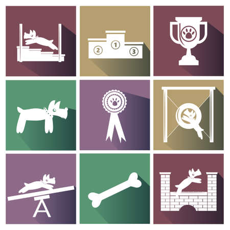 Set of dog agility competition iconsのイラスト素材