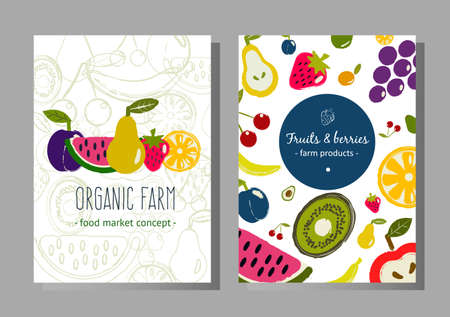 Fresh fruits banners set.のイラスト素材