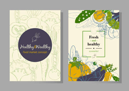 Vegetables set of templates.のイラスト素材