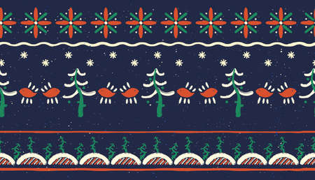 Christmas seamless pattern with birds Folk art style. Ideal for christmas decoration.