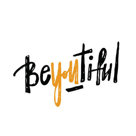 Be you tiful. Hand lettering poster. Modern brush calligraphy.のイラスト素材
