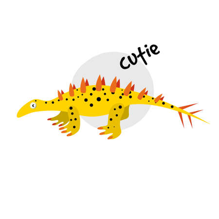 Cute vector cartoon illustration of dinosaur. Dacentrurus. Inscription Cutieのイラスト素材