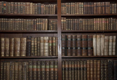 historic old books in a old libraryの写真素材