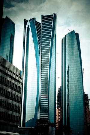 high blue luxury building skyscraper in abu dhabiのeditorial素材