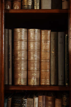 historic books in a old library