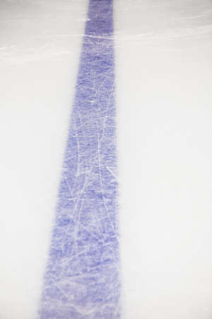 detail blue line on ice hockey rinkの写真素材