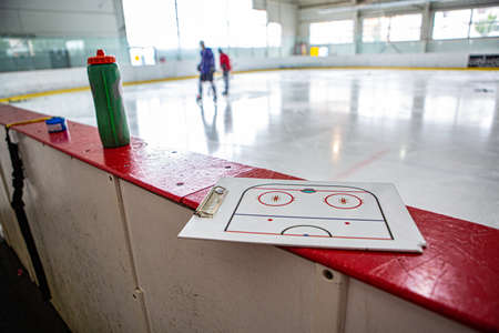 hockey board with trainer tactic white ice rink table