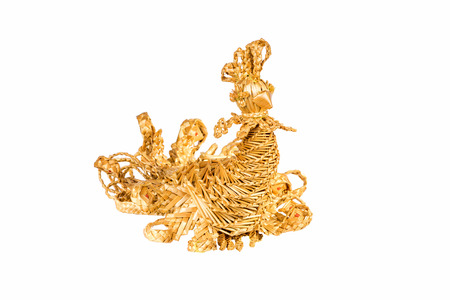 Chicken made of strawの写真素材