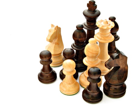 Chess pieces isolated on white backgroundの写真素材