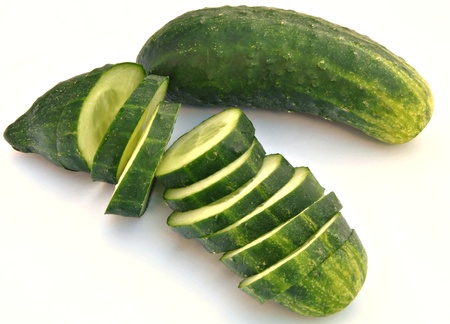 Cucumbers isolated on white backgroundの写真素材