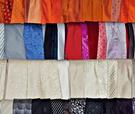 Ties colors displayed next to each other forming a fundの写真素材
