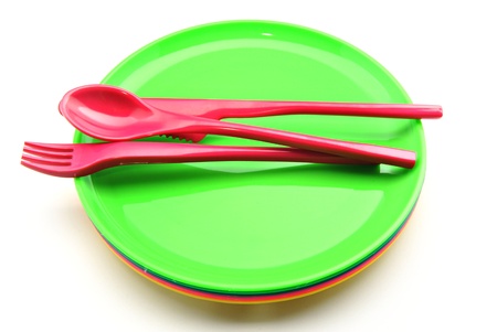 Covered in red colors on plates of various colors