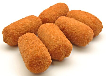 Croquettes next to each other surrounded by white backgroundの写真素材