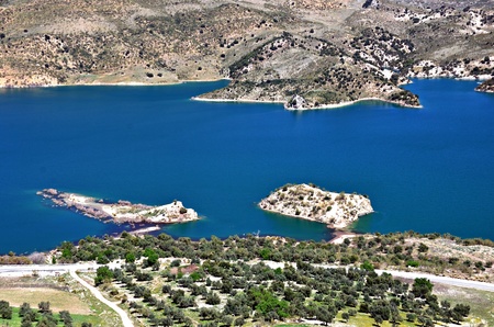Swamp of Zahara de la Sierra in the Spanish province of Cadiz, are the mountains in the backgroundの写真素材