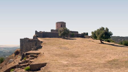 Landscape of fields seen from the top of the castleの写真素材