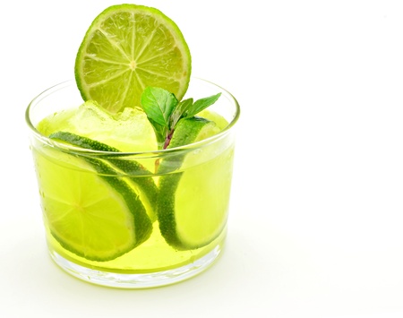 Mojito decorated with limes and iceの写真素材