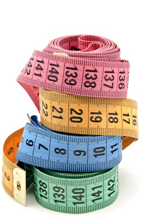 Tape measure on white backgroundの写真素材