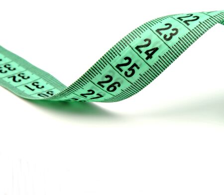 Tape measure on white backgroundの写真素材