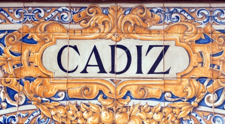 Laying ceramic letters the name from the Spanish city of Cadizの写真素材