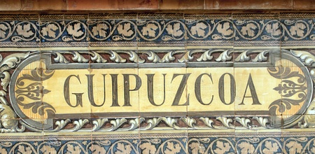 Laying ceramic letters the name from the Spanish city of Guipuzcoa,の写真素材