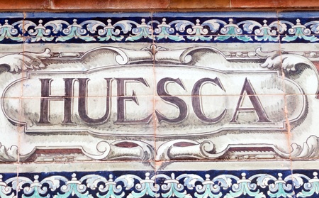 Laying ceramic letters the name from the Spanish city of Huescaの写真素材