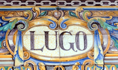Laying ceramic letters the name from the Spanish city of Lugoの写真素材