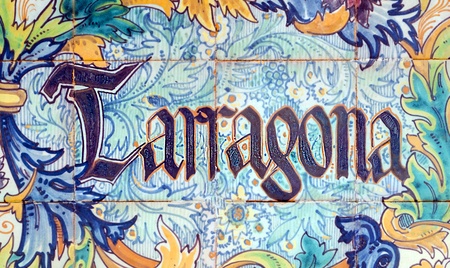 Laying ceramic letters the name from the Spanish city of Tarragonaの写真素材