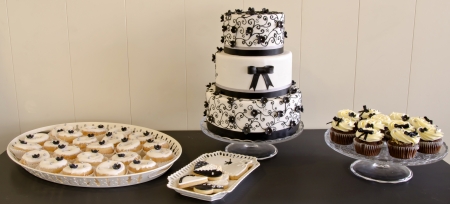 Wedding cake decorated with fondantの写真素材