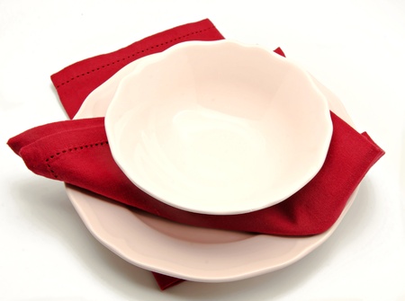 Ceramic plate and napkinの写真素材