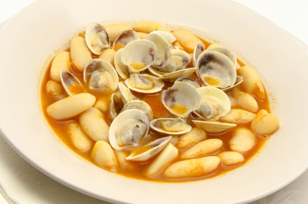 Beans with clams, typical dish of Asturias, Spainの写真素材