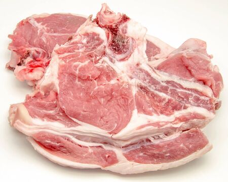 Cutlet raw beef on white background