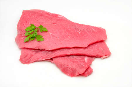 Several fillets of beef on white backgroundの写真素材
