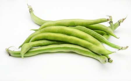 Several raw beans surrounded by white backgroundの写真素材