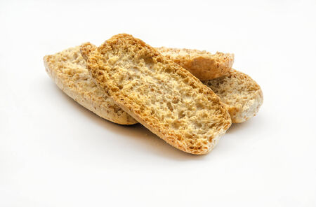 Several toasted muffins surrounded by white backgroundの写真素材