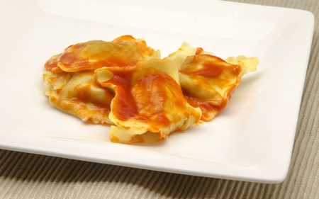 Ravioli with tomato sauceの写真素材