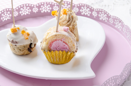 Assorted biscuit and cream cakesの写真素材