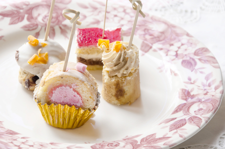 Assorted biscuit and cream cakesの写真素材