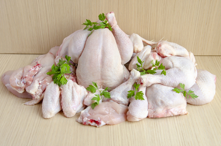 Pieces of raw chicken meatの写真素材
