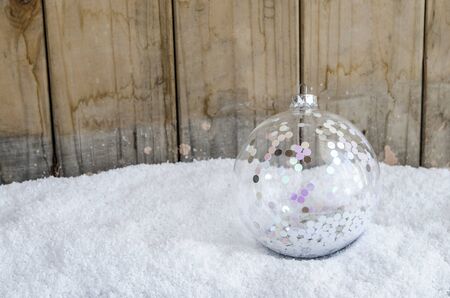 Christmas decoration balls hanging on Christmas treeの写真素材
