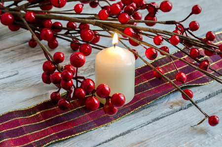 Christmas candle, home decorationの写真素材