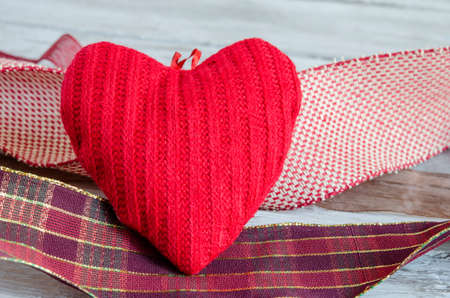 Decorative heart on wooden boardsの写真素材