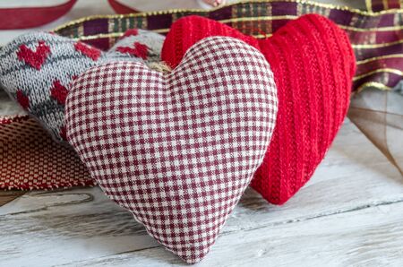 Decorative heart on wooden boardsの写真素材