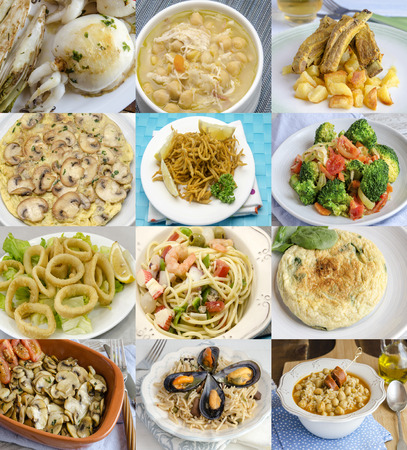 Variety of delicious homemade dishesの写真素材