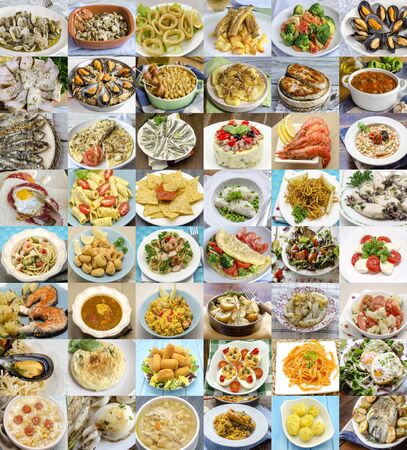 Different delicious cooked dishesの写真素材