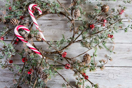 Christmas decoration with candy canesの写真素材